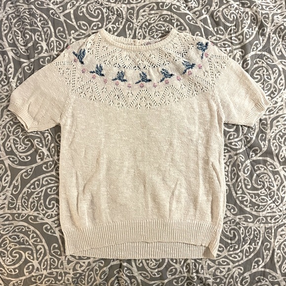 Jade Sweaters - Vintage Knit Short-sleeve Top